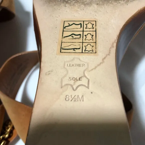 Tory Burch womens 8.5 mini Benton wedge strappy sandals cognac leather buckle
