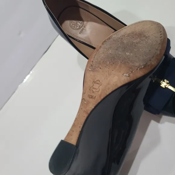 Tory Burch women's Elegant Blue Wedges leather shoes size 10 M