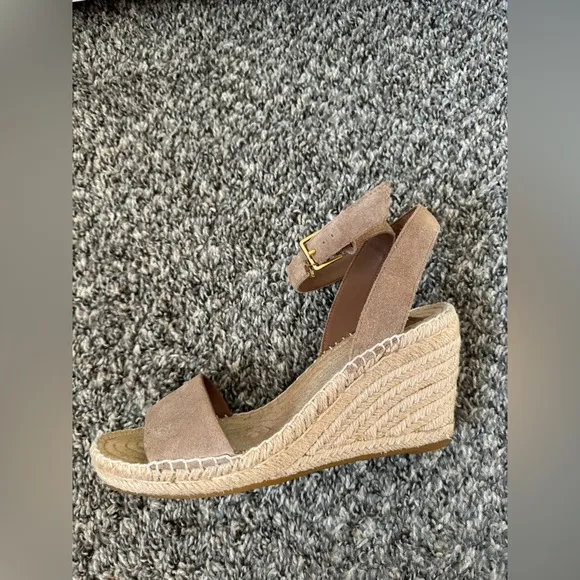 Tory Burch Women’s Mini Benton Espadrilles Tan Leather and Suede Sandals Size 8‎