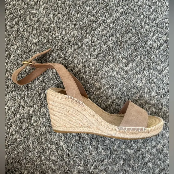 Tory Burch Women’s Mini Benton Espadrilles Tan Leather and Suede Sandals Size 8‎