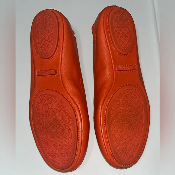 Tory Burch Women's Minnie Leather Travel Ballet Flats, Mango Sz 4.5M