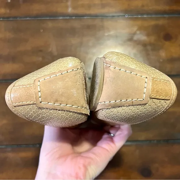 Tory Burch Women's SnakePrint Tan Flats