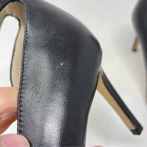 Town Shoes d'Orsay Black Leather Stiletto Heels Size 39