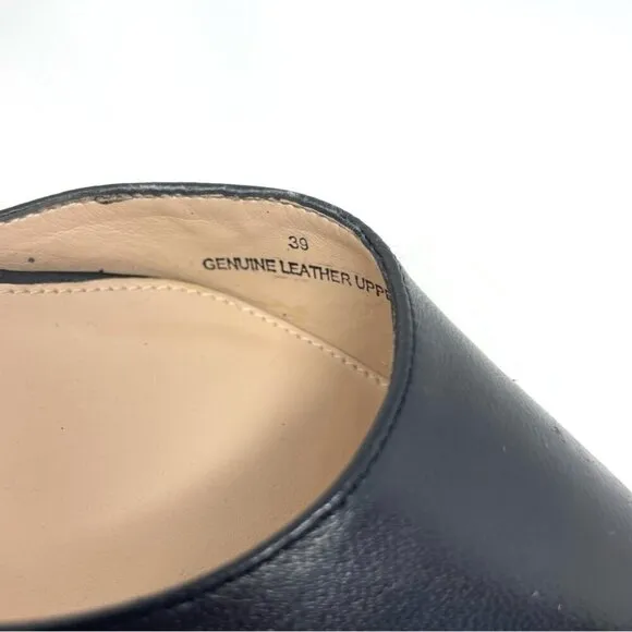 Town Shoes d'Orsay Black Leather Stiletto Heels Size 39