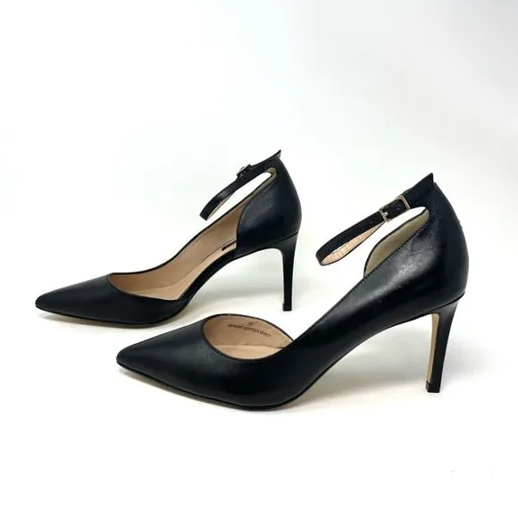 Town Shoes d'Orsay Black Leather Stiletto Heels Size 39