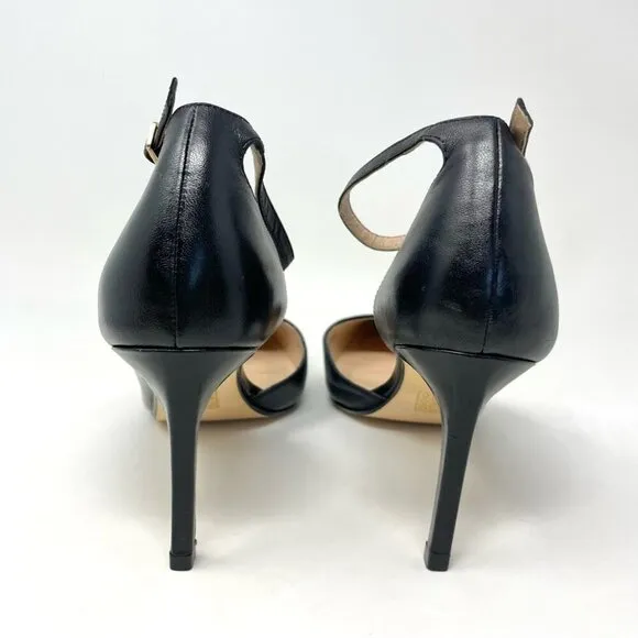 Town Shoes d'Orsay Black Leather Stiletto Heels Size 39
