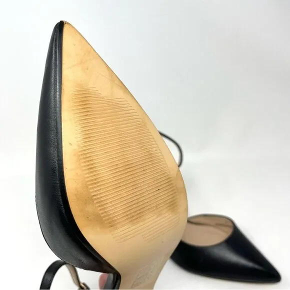 Town Shoes d'Orsay Black Leather Stiletto Heels Size 39