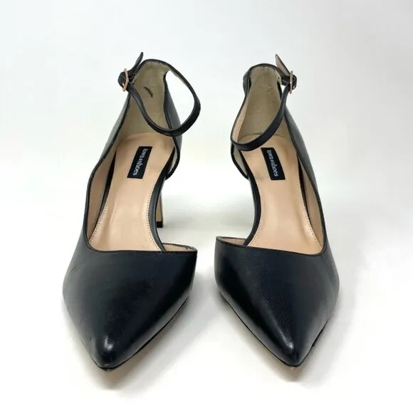 Town Shoes d'Orsay Black Leather Stiletto Heels Size 39