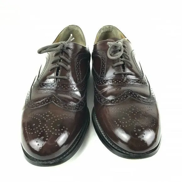Towncraft JC Penny Men's Size 10 Shoes Burgundy Leather Wingtip Oxford Dress VTG