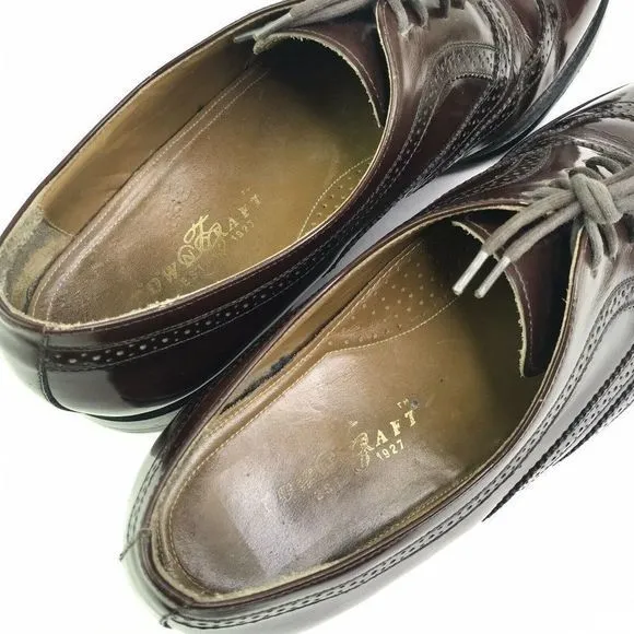 Towncraft JC Penny Men's Size 10 Shoes Burgundy Leather Wingtip Oxford Dress VTG