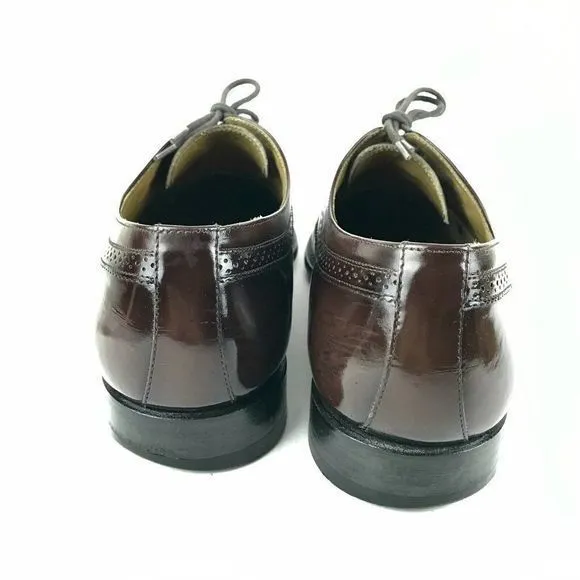 Towncraft JC Penny Men's Size 10 Shoes Burgundy Leather Wingtip Oxford Dress VTG