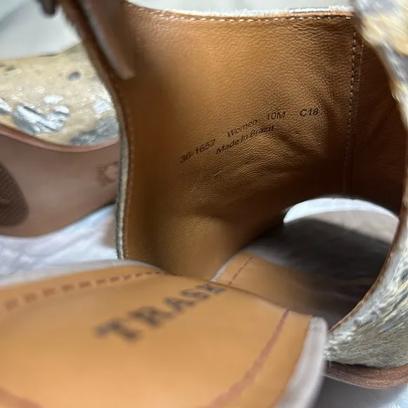 Trask Brand “Parker” shoes heels sandals leopard open toe 10M NIB silver