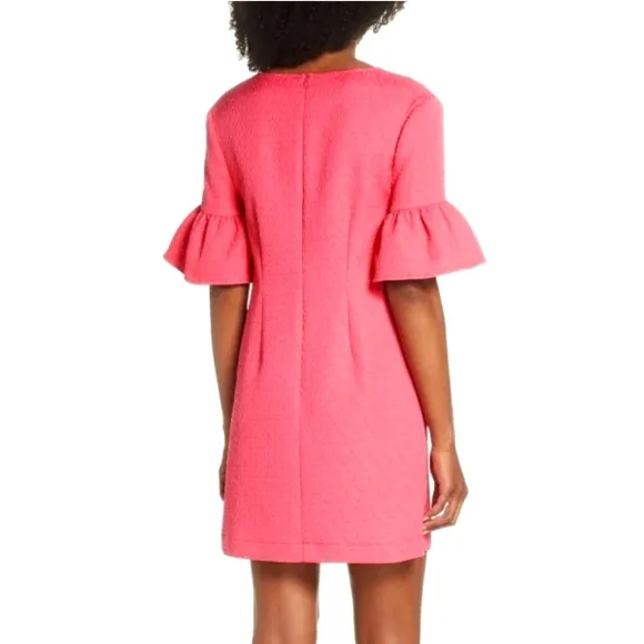 TRINA TURK Laguna Ruffle Bell Sleeve Shift Dress EUC