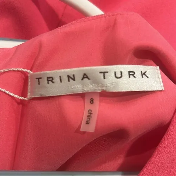 Trina Turk Surprising Bell-sleeve Crepe Shift Dress in Venus Pink. Sz 8