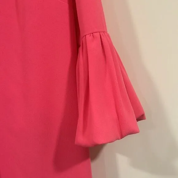 Trina Turk Surprising Bell-sleeve Crepe Shift Dress in Venus Pink. Sz 8