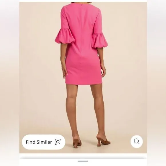 Trina Turk Surprising Bell-sleeve Crepe Shift Dress in Venus Pink. Sz 8