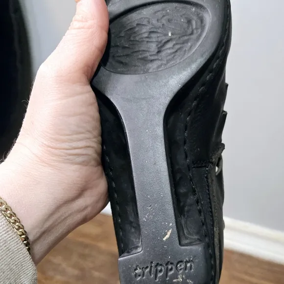 Trippen Elegant Black Leather Ankle Boots Size 9