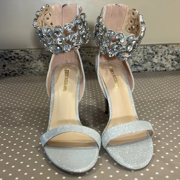 True Religion Metallic Rhinestone Heels