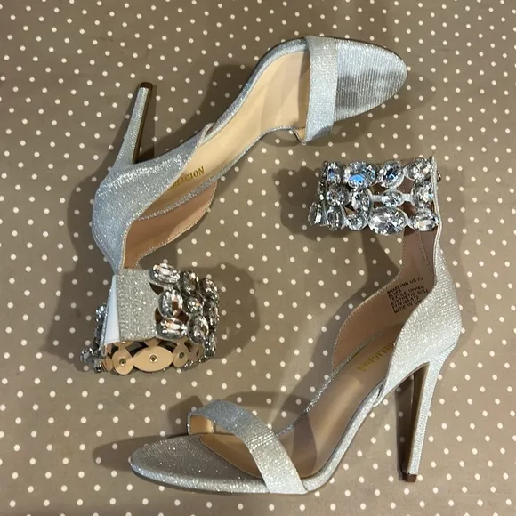 True Religion Metallic Rhinestone Heels