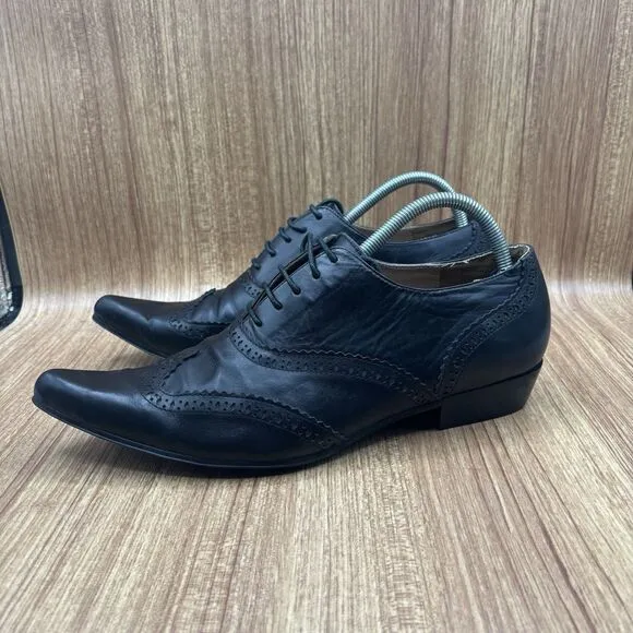 T.U.K Winklepicker Black Wingtip Born And Raised England Men’s Shoes Size 10