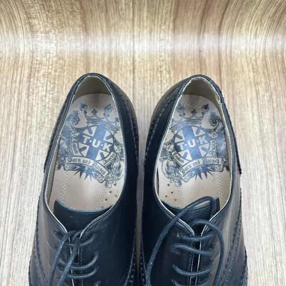 T.U.K Winklepicker Black Wingtip Born And Raised England Men’s Shoes Size 10