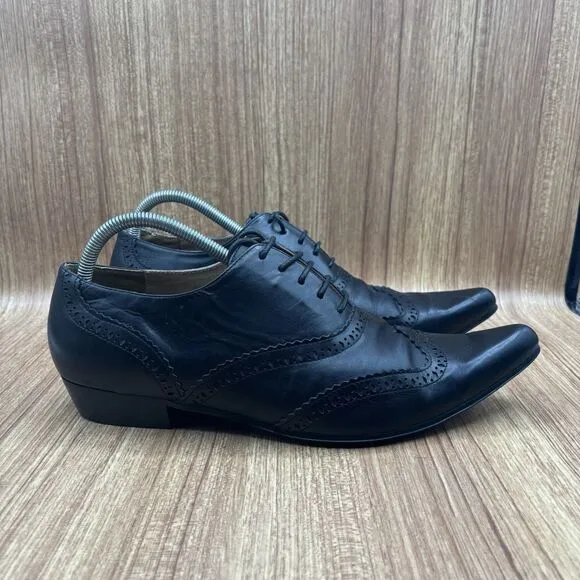 T.U.K Winklepicker Black Wingtip Born And Raised England Men’s Shoes Size 10