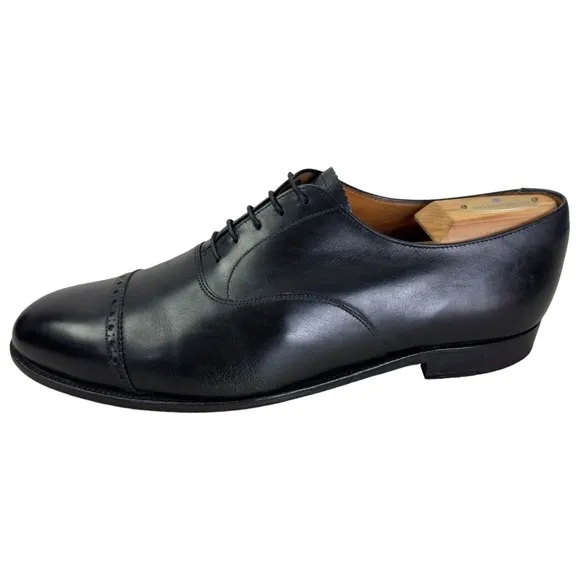Turnbull &amp; Asser Black Oxford Leather Captoe Dress Shoes Made in England Mens 10