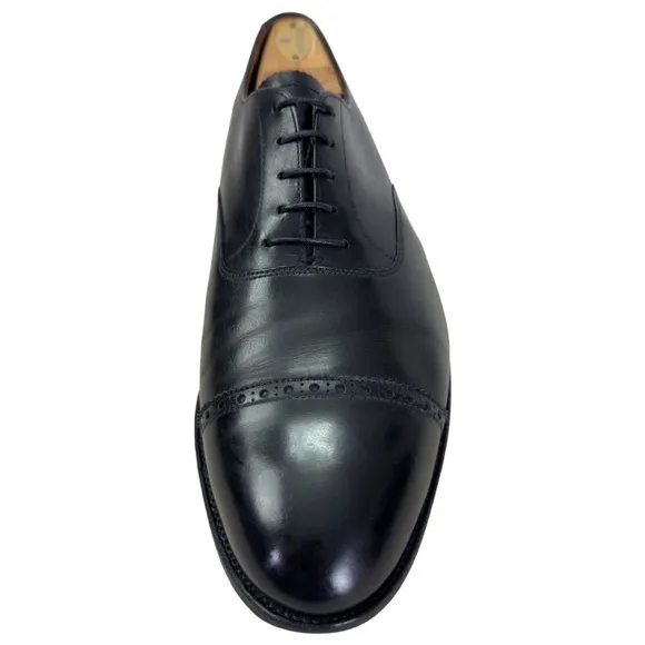 Turnbull &amp; Asser Black Oxford Leather Captoe Dress Shoes Made in England Mens 10