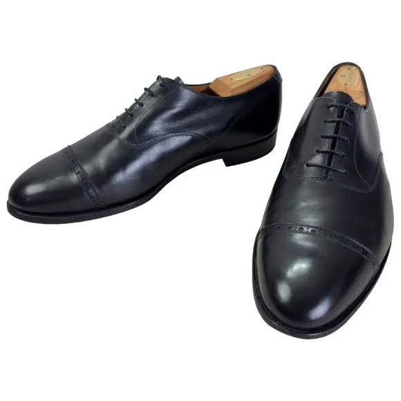 Turnbull &amp; Asser Black Oxford Leather Captoe Dress Shoes Made in England Mens 10