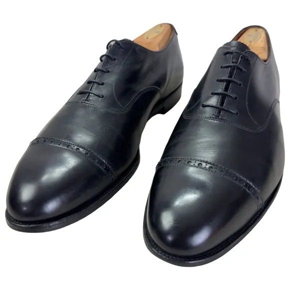 Turnbull &amp; Asser Black Oxford Leather Captoe Dress Shoes Made in England Mens 10
