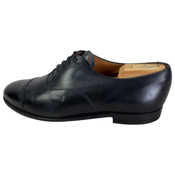 Turnbull &amp; Asser Black Oxford Leather Captoe Dress Shoes Made in England Mens 10