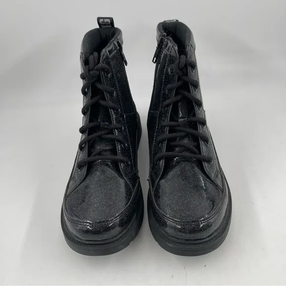 👞Ugg Ashton Black Glitter Sparkle Lace-Up Zippered Ankle Boots - Size 6.5