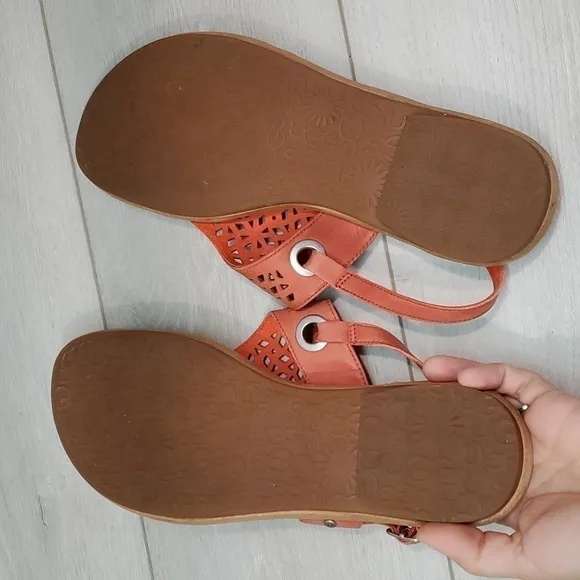Ugg Australia Women T strap Leather Thong Sandals Flats shoes sz 10
