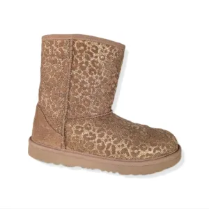 UGG Girls Classic Gold Glitter Leopard Print Boots