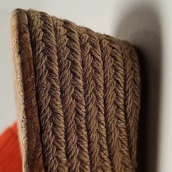 UGG Kendra Wedge Sandals Slides Espadrilles  Suede Leather Fringe Cork Orange 7