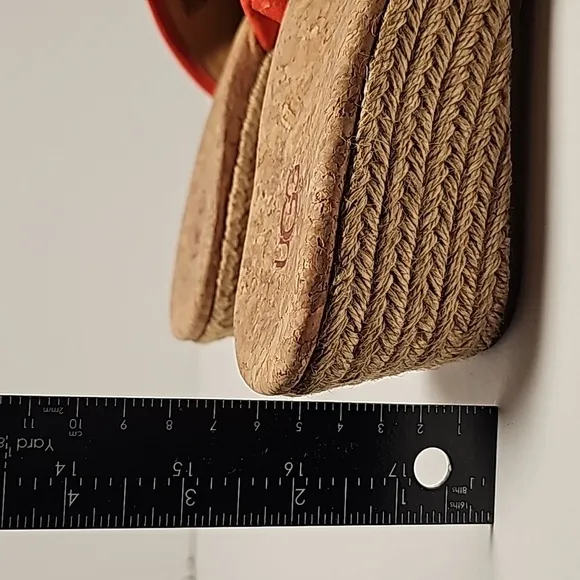 UGG Kendra Wedge Sandals Slides Espadrilles  Suede Leather Fringe Cork Orange 7
