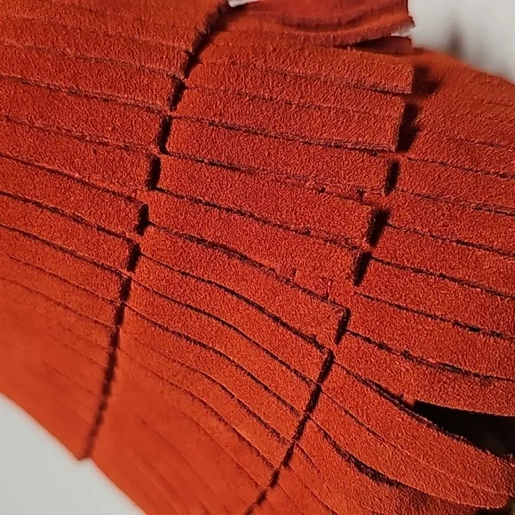 UGG Kendra Wedge Sandals Slides Espadrilles  Suede Leather Fringe Cork Orange 7