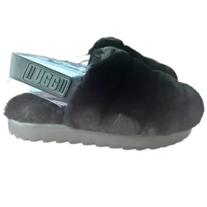 Ugg Slippers Super Fluff Slingback Shoes Womens Size 8 Black New with Tags
