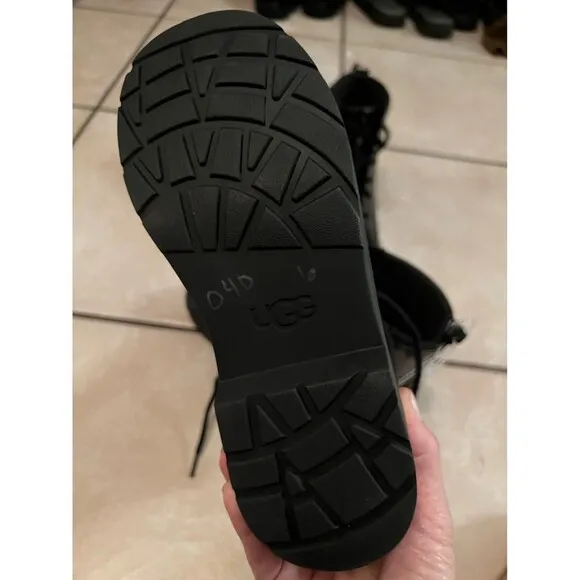 Ugg Toddler Girls Black Robley Glitter Lace Up Zipper Boots Shoes