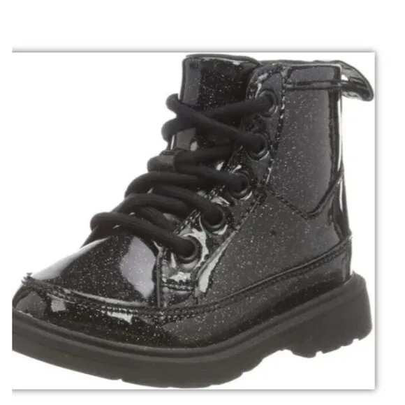 Ugg Toddler Girls Black Robley Glitter Lace Up Zipper Boots Shoes