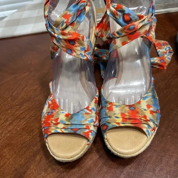 UGG® Lucianna 1000695 Open Toe Espardrille Wedge Heel Leather Sandals Sz 9.5