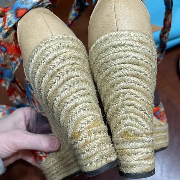 UGG® Lucianna 1000695 Open Toe Espardrille Wedge Heel Leather Sandals Sz 9.5