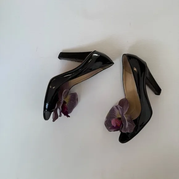 Up-cycled Jimmy Choo Orchid flower sandals Heels shoes pumps size 36 6 leather