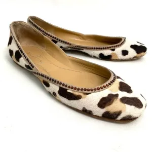 Valentino Garavani Calf Hair Animal Print Flats 7 / 37 Womens Slip On Shoes