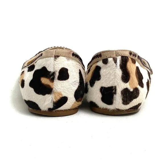 Valentino Garavani Calf Hair Animal Print Flats 7 / 37 Womens Slip On Shoes