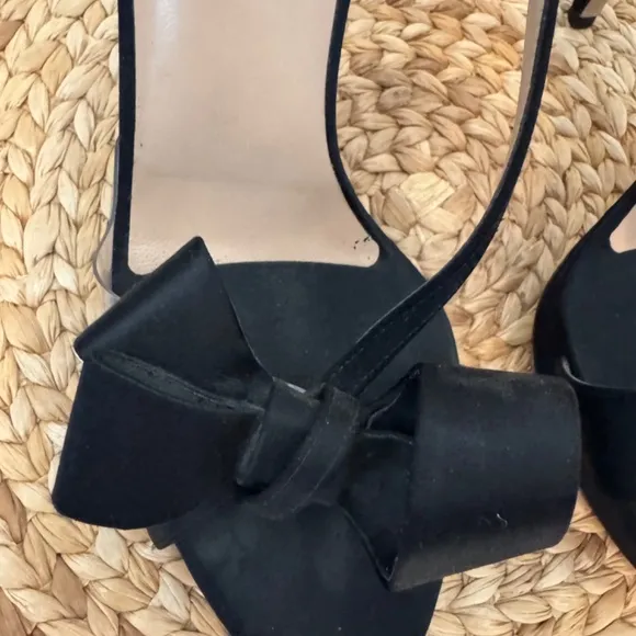 VALENTINO Satin PVC Bow Slingback Stiletto Heeled Sandals 10