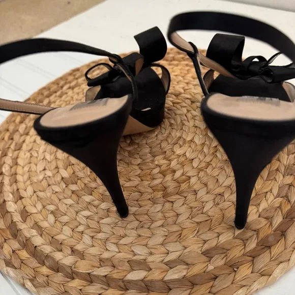 VALENTINO Satin PVC Bow Slingback Stiletto Heeled Sandals 10