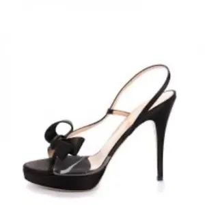 VALENTINO Satin PVC Bow Slingback Stiletto Heeled Sandals 10