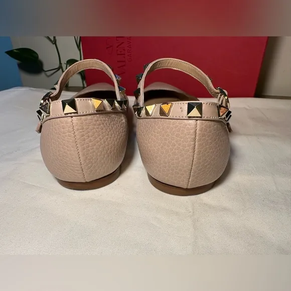 Valentino Women's Beige Studded Flats