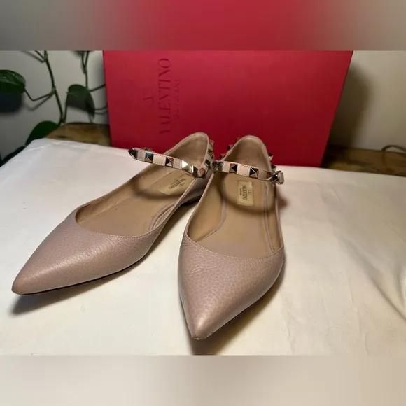 Valentino Women's Beige Studded Flats